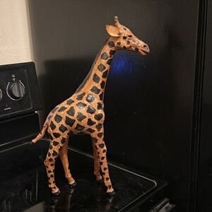 Handcrafted Giraffe Sculpture - Brown and Black